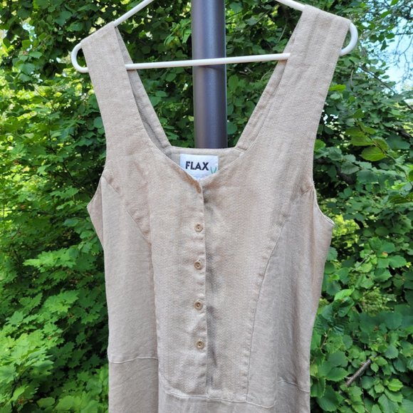SOLD: VTG 90s FLAX Linen Jumper Dress Prairie Cottagecore Lagenlook Country Chic - Picture 5 of 7